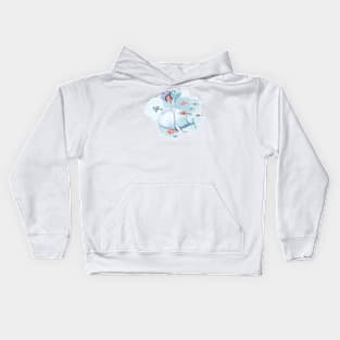 Cute watercolor birthday whale illustration Kids Hoodie